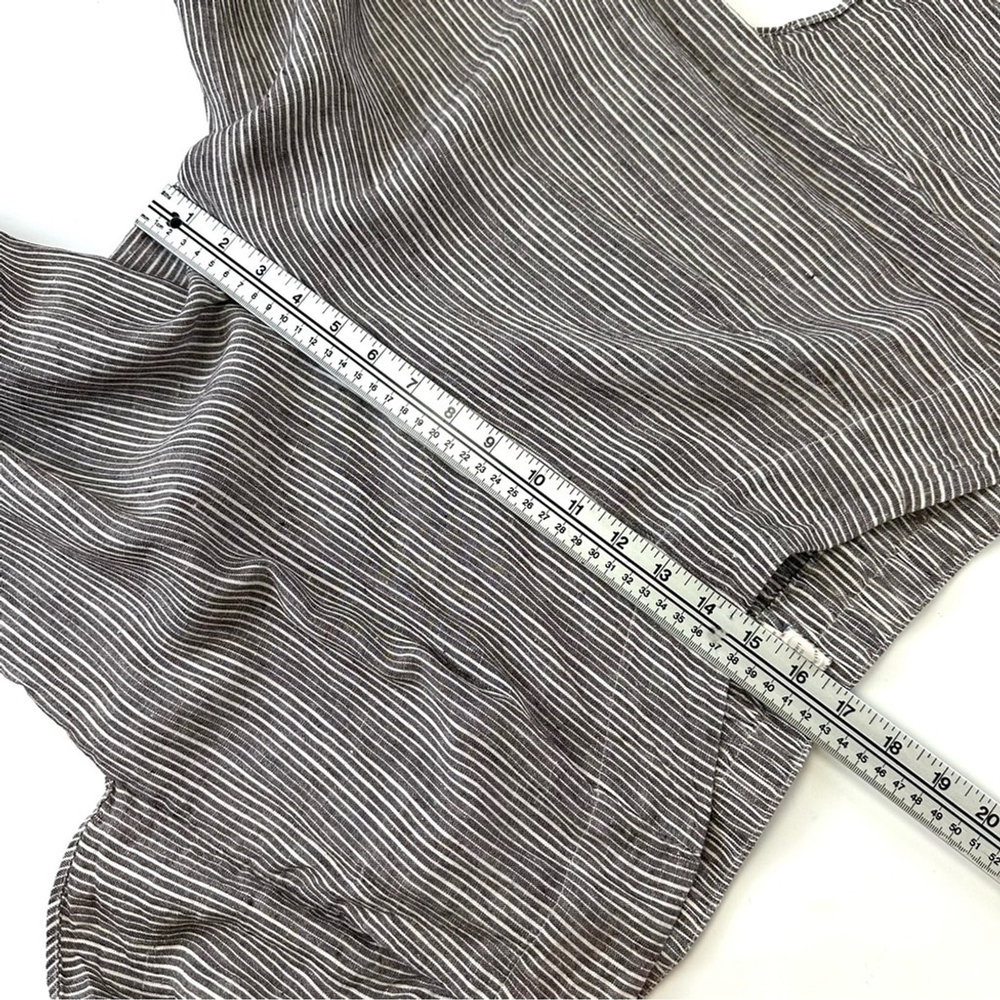 Anthropologie linen wide leg pant Large stripe brown white tie front Lagenlook - Picture 8 of 10